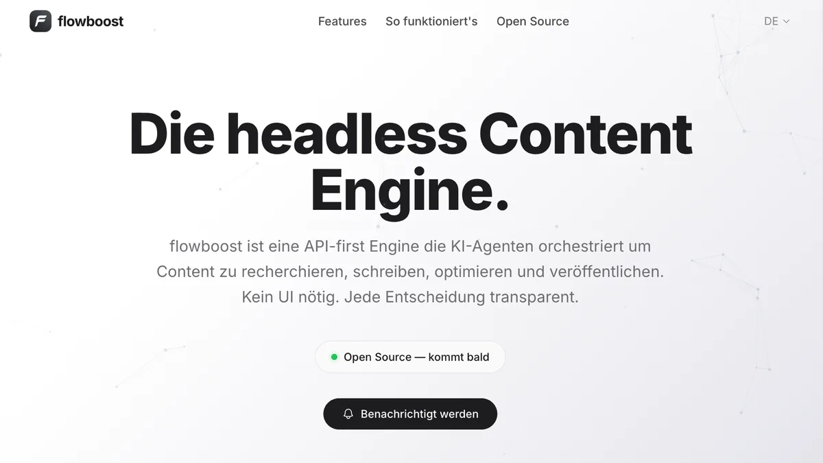 flowboost Website: Die headless Content Engine